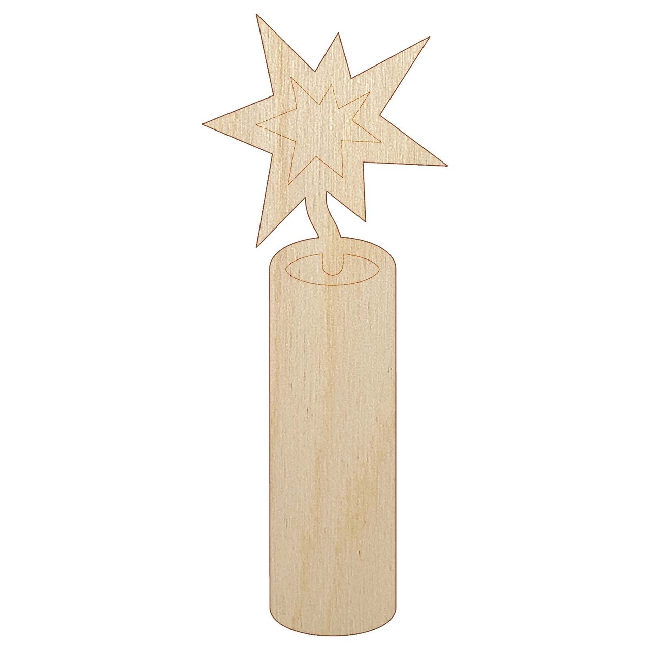 Stick of Dynamite Firecracker Unfinished Wood Shape Piece Cutout for DIY Craft Projects